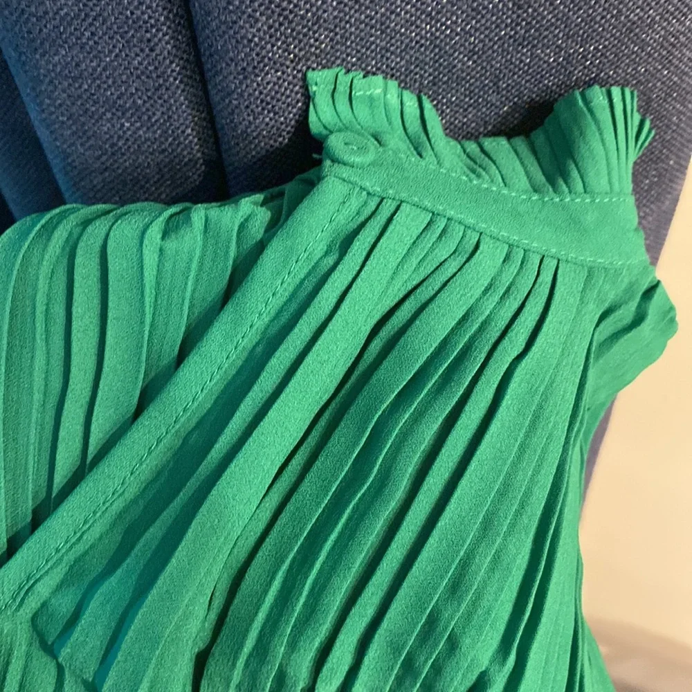 Adrianna Papell Green High Neck Pleated Look Small - Picture 13 of 13